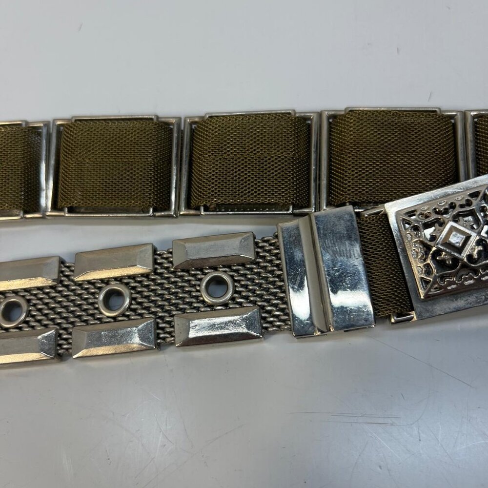 Vintage Silver Tone Chain Belt With Dual Lobster Clasps Adjustable Waist Hip - Picture 8 of 8